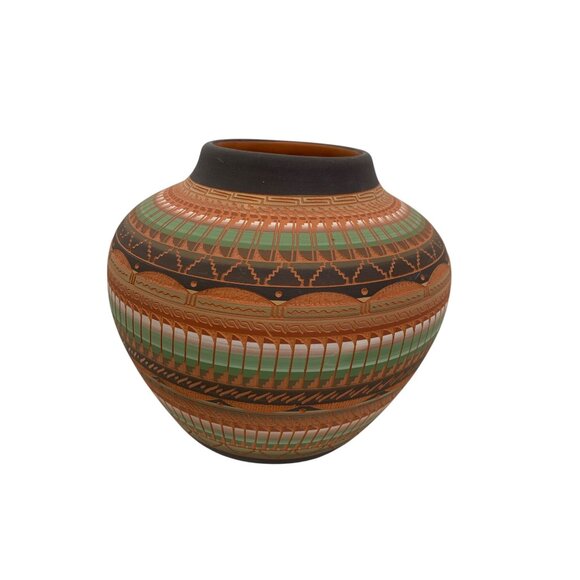 VTG Handcrafted Native American Pottery Vase Billy Dennison Navajo 96 8486 - Picture 9 of 9